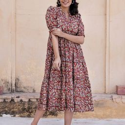 Krunal Raiyani Floral Printed Fit & Flare Midi Dress-picture-0