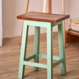 Chumbak Farmhouse Solid Aqua Wood Stool-image-6
