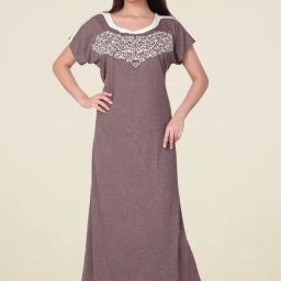 honeydew Brown Embroidered Night Gown-image-70