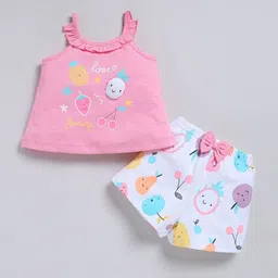 SNUGGLY MONKEY Girls Printed Pure Cotton Top With Shorts-image-78
