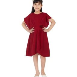Peppermint Kids Maroon Applique Dress-picture-1