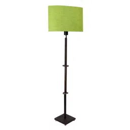 Sanded Edge Green Miller Floor Lamp in Solid Wood with Walnut Polish Oval Shape Shade for Home-image-59