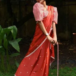 ASISA Polka Dot Satin Saree-picture-53