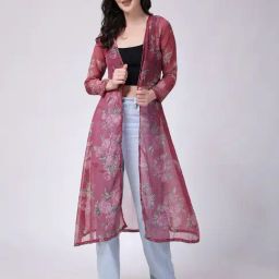 Scorpius Pink Floral Print Long Shrug-39