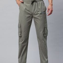 POSHAX Men Mid-Rise Cotton Cargo Trousers-image-5