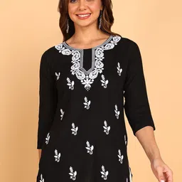 TOP N THREAD Floral Embroidered Chikankari Chikankari Kurti-picture-27