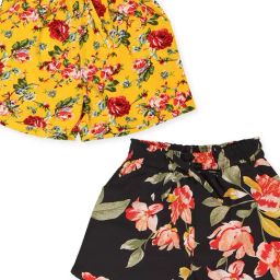 Cutecumber Kids Yellow & Black Floral Print Shorts (Pack Of 2)-image-33