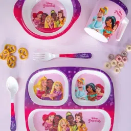 Servewell Princess Multicolor Melamine Kids 5Pcs Dinner Set (0.67 L)-picture-12