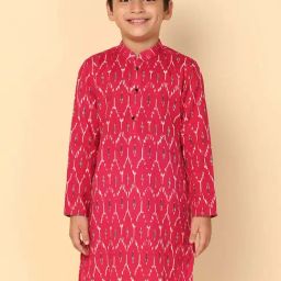 KISAH Kids Hot Pink Cotton Printed Full Sleeves Kurta-image-78