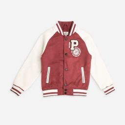 Pepe Jeans Kids Burgandy & White Printed Varsity Jacket-image-16