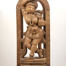 Exotic India Brown Apsara Wooden Religious Idol Showpiece-image-34