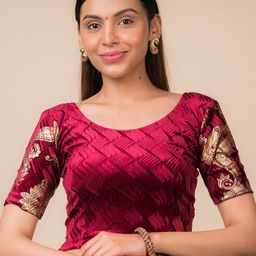 Bindigasm's Advi Embellished Velvet Saree Blouse-image-42