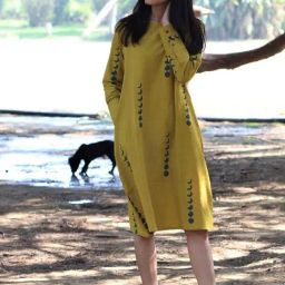 Chidiyaa Yellow Eclipes Block Printed Dress-picture-19