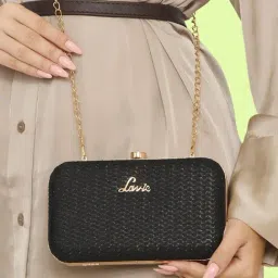 Lavie Sparkle Frame  Black Synthetic Clutch-image-84