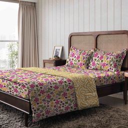The Happy Pod Pink & Yellow Floral Summer Single Bed Dohar-image-73