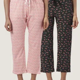 Dreamz by Pantaloons Peach Black Cotton Printed Pyjamas-image-34