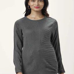 Honey by Pantaloons Grey Self Pattern Sweater-image-93