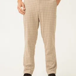 The Pant Project Men Checked Tailored Slim Fit Wrinkle Free Formal Trousers-16