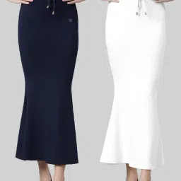 TWIN BIRDS Navy & White Plain Saree Shapewear - Pack Of 2-image-54
