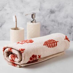 Fabindia Home Buti Woven Rust Brown 550 TC Cotton Bath Towel-21
