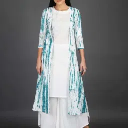 Fabnest Dark Turquoise Shibori Print Cape-picture-3