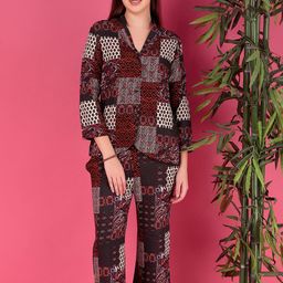 DARVI Printed Shawl Neck Shirt With Trousers-picture-14