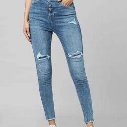 Only Blue Cotton Distressed High Rise Jeans-image-102