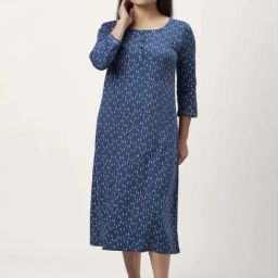 Dreamz by Pantaloons Blue Cotton Printed Night Dress-picture-16