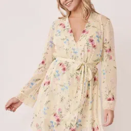 La Vie En Rose Yellow Printed Robe-image-2