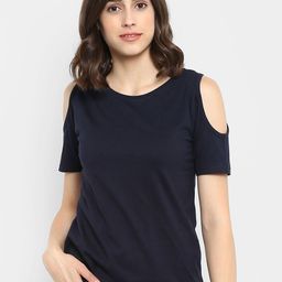 appulse Women Navy Blue Solid Pure Cotton Top-picture-20