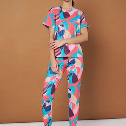 Moda Rapido Geometric Printed T-Shirt With Jogger Co-Ords-image-35