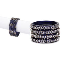 SOMIL Set of 16 Blue Alloy Artificial Stones & Beads Bangles-image-66