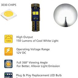CLOUDSALE ; Your Store. Your Place T5 LED Wedge Bulbs Canbus Error Free Extremely Bright White 3030 Chipsets for Auto Car LED Gauge Cluster Dashboard Light Lamp(White) image 4