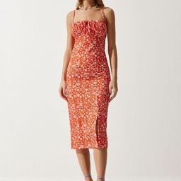 Happiness istanbul Floral Printed Sheath Midi Dress-image-7