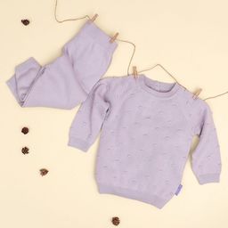 Mi Arcus Full Sleeves Self Design Sweater With Joggers Set - Purple-image-2