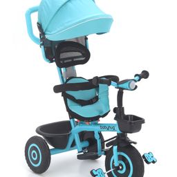 Babyhug Plug & Play Tricycle with Air Wheel Canopy & Parental Handle - Blue-14