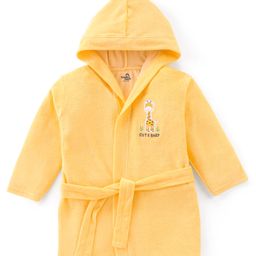Doodle Poodle Terry Knit Full Sleeves Hooded Bath Robe With Giraffe Patch-Yellow-image-94