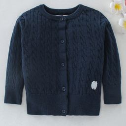 ToffyHouse Full Sleeves Cable Knit Cardigan - Navy-image-83