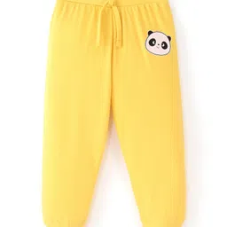 Babyhug Cotton Knit Full Length Lounge Pant with Panda Placement Print - Yellow-picture-36