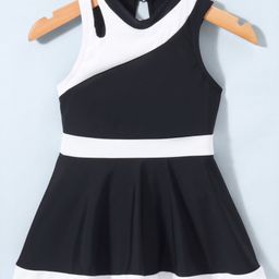 Kookie Kids Sleeveless  Frock Swimsuit Solid Colour - Black-image-89