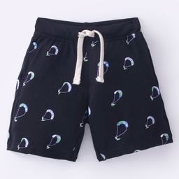 Lazy Bones Cotton Knit Knee Length Shorts  Para Gliding Theme Print -  Navy Blue-picture-17