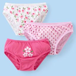 Babyhug 100% Cotton Panties Floral & Polka Dots Print Pack of 3 - Multicolour-image-89
