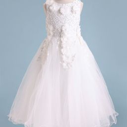 Mark & Mia Sleeveless Floral Embroidered Party Gown with Applique - White-image-23