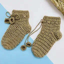 Little Peas Woollen Solid Crochet Designed Socks - Beige-picture-28