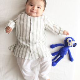 Tiber Taber Cotton Full Sleeves Striped Kurta & Pyjamas Set - Grey-image-68