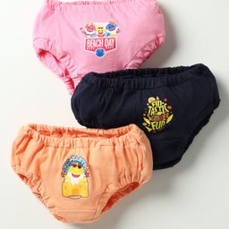 Bodycare Cotton Knit Panties With Text Print Pack Of 3 - Orange Pink & Navy Blue-image-15