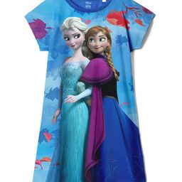 Wear Your Mind Disney Frozen Featuring Half Sleeves Anna & Elsa Printed Dress - Royal Blue-image-36