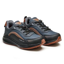 asian Colour Blocked Lace Up Running Shoes - Black & Tan-picture-10