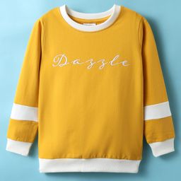 BUMZEE Looper Knit Full Sleeves Text Embroidered Sweatshirt - Mustard-picture-44