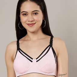 Mine4Nine Knit Solid Maternity Non Padded Bra With Nursing Access - Light Pink-image-77